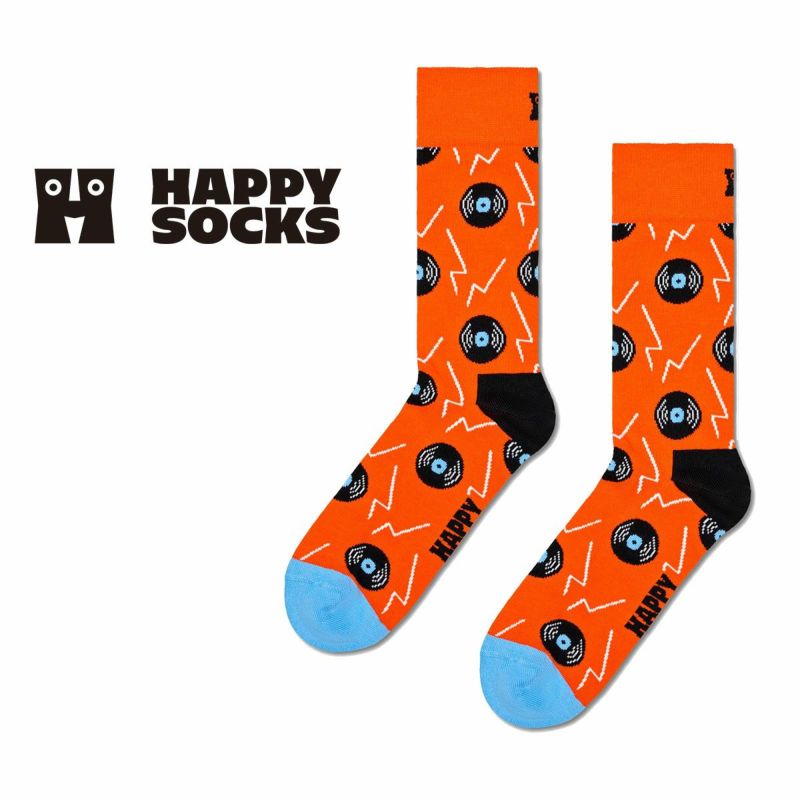 Happy Socks Vinyl ( ビニール ) レコード オレンジ クルー丈 ソックス 10240069 | ハッピーソックスオンラインショップ