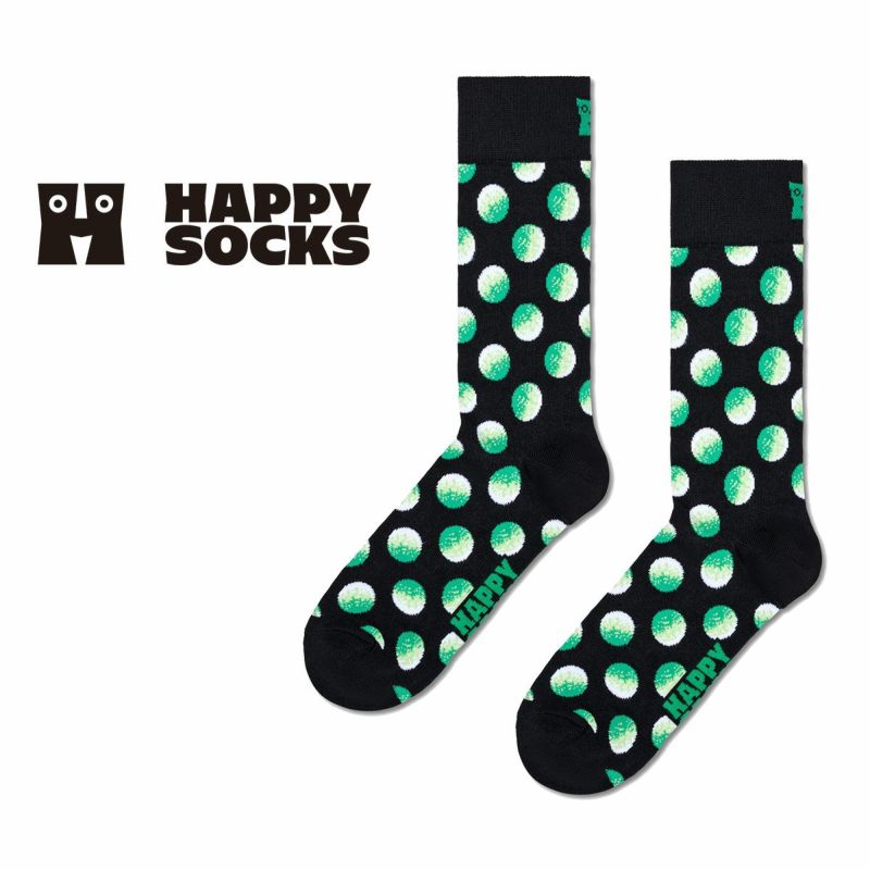 HappySocksハッピーソックスメンズ＆レディースプレゼント無料ラッピングギフトFadedBigDotSockフェードビックドット柄ブラッククルー丈ソックス靴下10240085