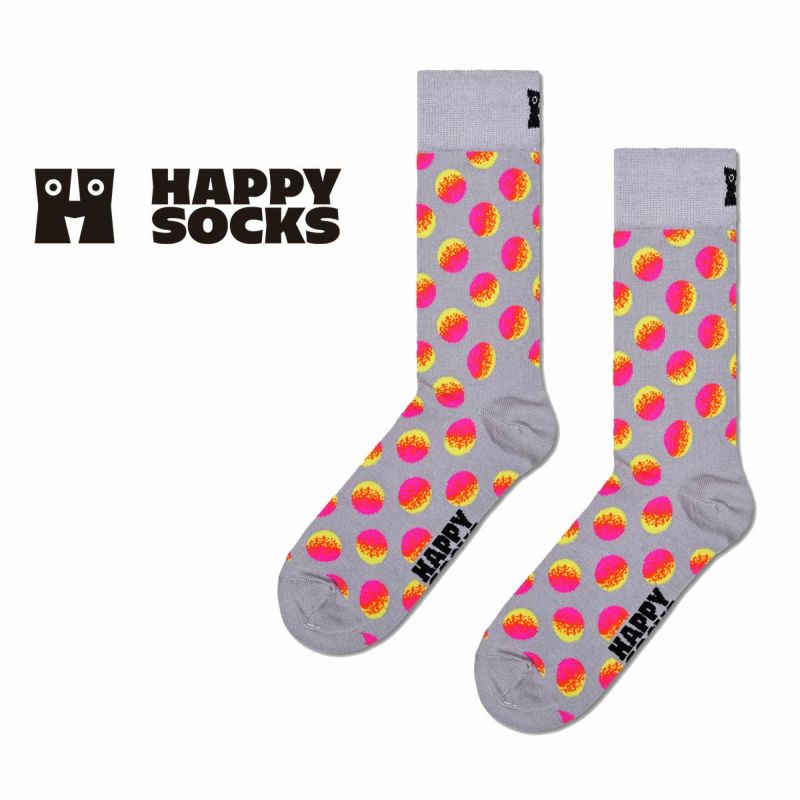 HappySocksハッピーソックスメンズ＆レディースプレゼント無料ラッピングギフトFadedBigDotSockフェードビックドット柄グレークルー丈ソックス靴下10240086