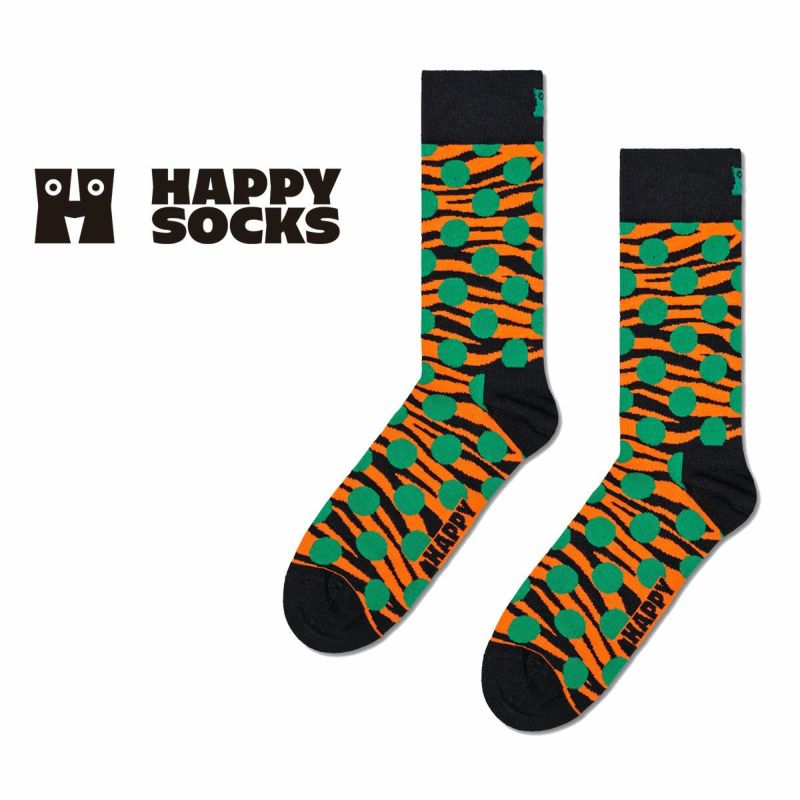 HappySocksハッピーソックスメンズ＆レディースプレゼント無料ラッピングギフトTigerDotSockタイガードット柄オレンジクルー丈ソックス靴下10240089