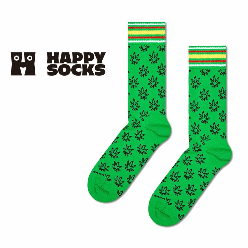 HappySocksハッピーソックスメンズ＆レディースプレゼント無料ラッピングギフトLeafSneakerSock葉柄クルー丈スポーツソックス靴下10240096