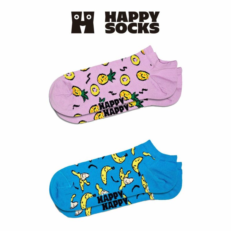 【2足セット】HappySocksハッピーソックスFruit(フルーツ)スニーカー丈ソックス靴下ユニセックスメンズ＆レディスプレゼント無料ラッピングギフト10240112