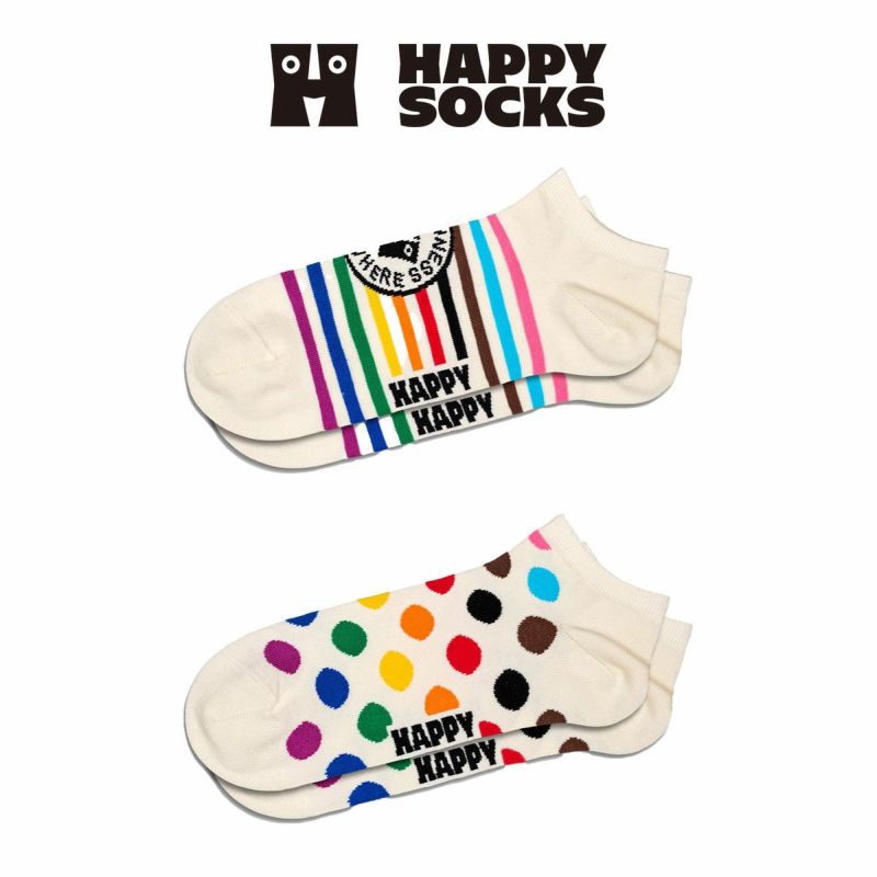 【2足セット】HappySocksハッピーソックスPride(プライド)スニーカー丈ソックス靴下ユニセックスメンズ＆レディスプレゼント無料ラッピングギフト10240113