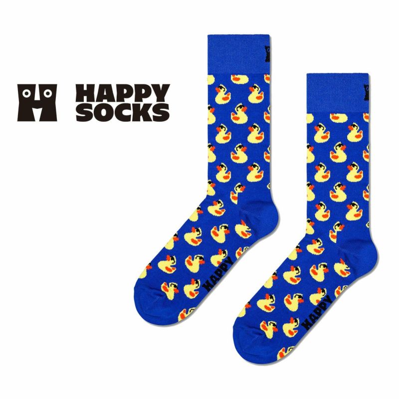 HappySocksハッピーソックスメンズ＆レディースプレゼント無料ラッピングギフトRubberDuckSockラバーダック柄ブルークルー丈ソックス靴下10240134