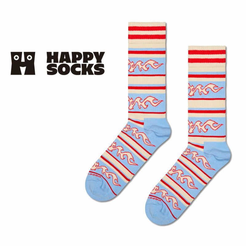 HappySocksハッピーソックスメンズ＆レディースプレゼント無料ラッピングギフトFlamingStripeSneakerSockフラミンゴ＆ストライプ柄クルー丈スポーツソックス靴下10240108