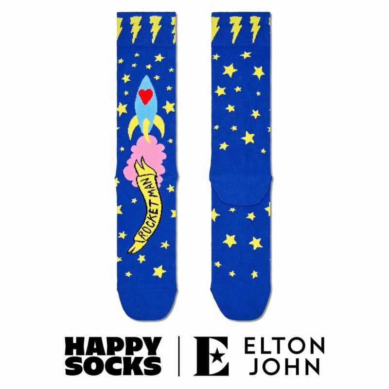 HappySocksハッピーソックスメンズ＆レディースプレゼント無料ラッピングギフトRocketManSockエルトンジョンコラボロケットマンクルー丈ソックス靴下14240031