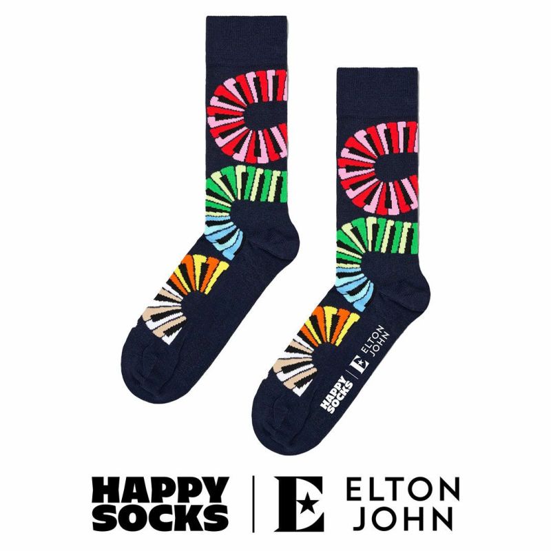 HappySocksハッピーソックスメンズ＆レディースプレゼント無料ラッピングギフトPianoNotesSockエルトンジョンコラボ音符柄クルー丈ソックス靴下14240033