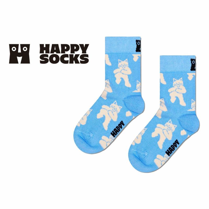 HappySocksハッピーソックスメンズ＆レディースプレゼント無料ラッピングギフトKidsDancingCatsSockダンシングキャット子供用キッズクルー丈ソックス靴下12240016