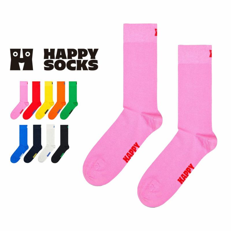 HappySocksハッピーソックスSolid（ソリッド)クルー丈ソックスユニセックスメンズ＆レディースプレゼント無料ラッピングギフト10240250