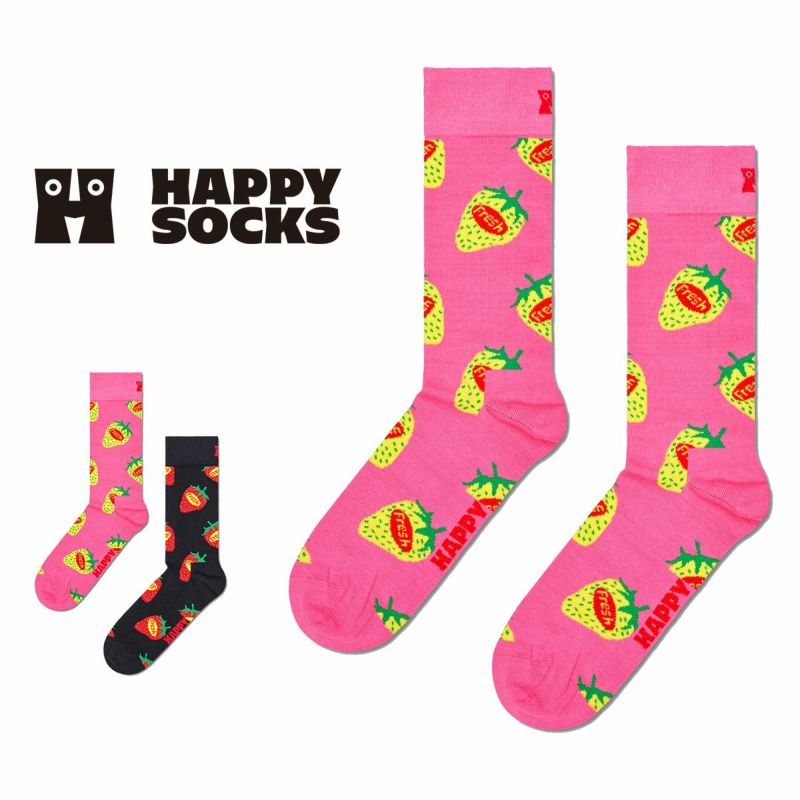 HappySocksハッピーソックスStrawberryFresh（ストロベリーフレッシュ)クルー丈ソックスユニセックスメンズ＆レディースプレゼント無料ラッピングギフト10240284